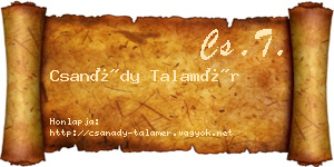 Csanády Talamér névjegykártya